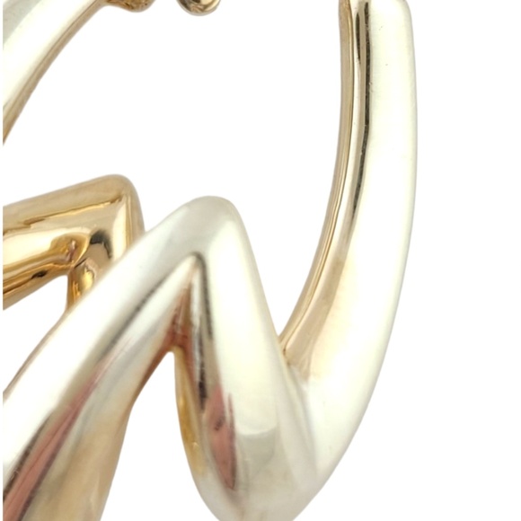 14K Two-Tone Yellow Gold Geometric Earrings #16059 - Picture 4 of 7